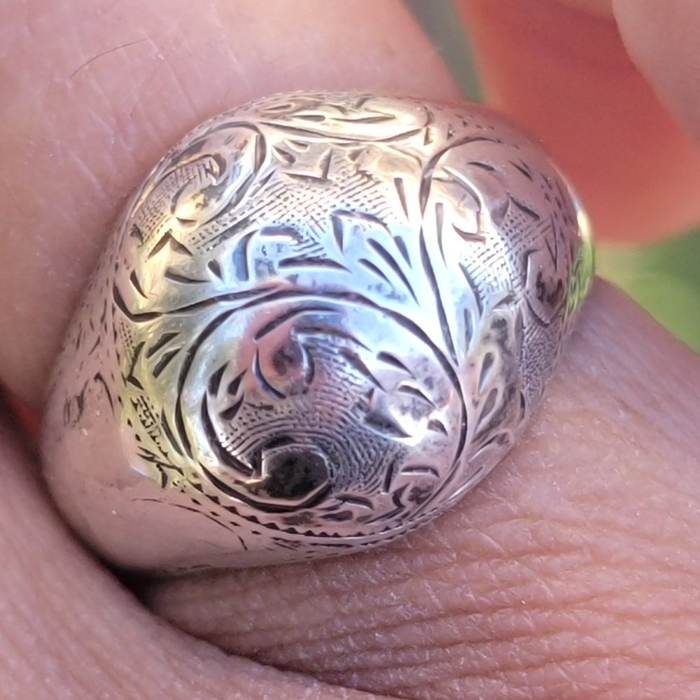 Vintage 925 sterling silver SIAM bubble untricately hand chased engraved ring - Picture 4 of 15